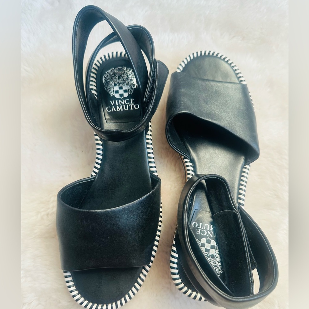Vince Camuto Black Wedge Sandals - Picture 7 of 7